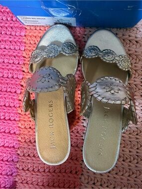 Jack Rogers Metallic Gold Slip-On Mules